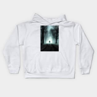 Fog horror road blurred Kids Hoodie